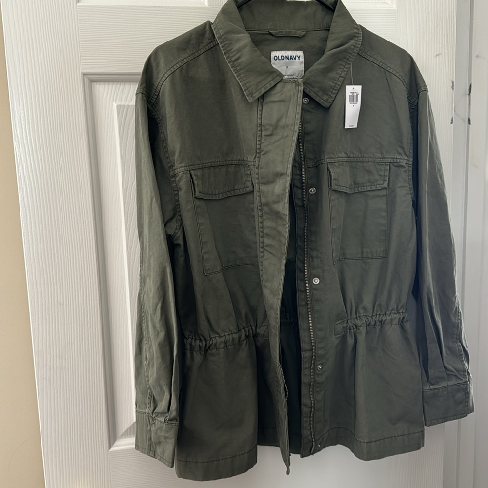 Old Navy Army Green Clinched Waist Utility Jacket - Size Small